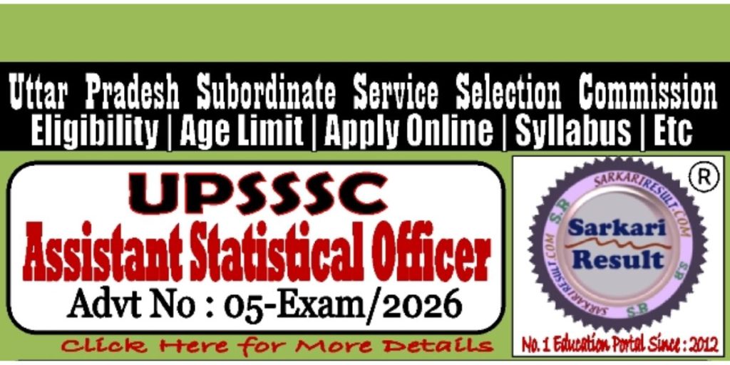 UPSSSC Assistant Statistical Officer Recruitment 2026